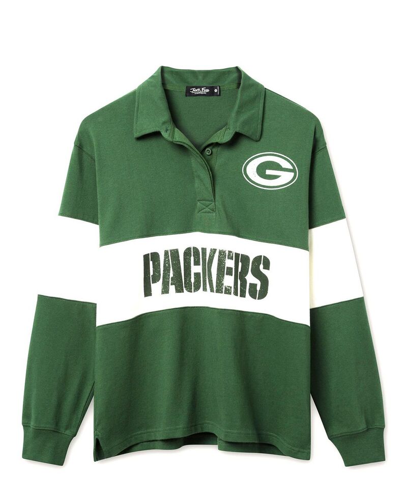ジャンクフードクロージング レディース アウター 編み物・スウェーター Junk Food Clothing Women\u0027s NFL Green Bay Packers Rugby Long Sleeve Sweater Hunter 緑であること