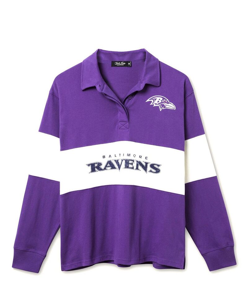 ジャンクフードクロージング レディース アウター 編み物・スウェーター Junk Food Clothing Women\u0027s NFL Baltimore Ravens Rugby Long Sleeve Sweater Purple パープル