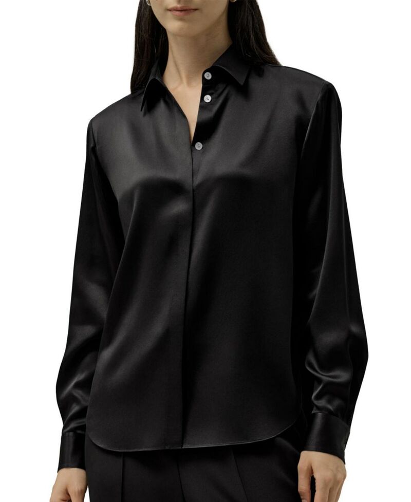 リリー絹地 レディース トップス プルオーバー LILYSILK X Lydia Tomlinson Bianca Shirt Black 黒いこと