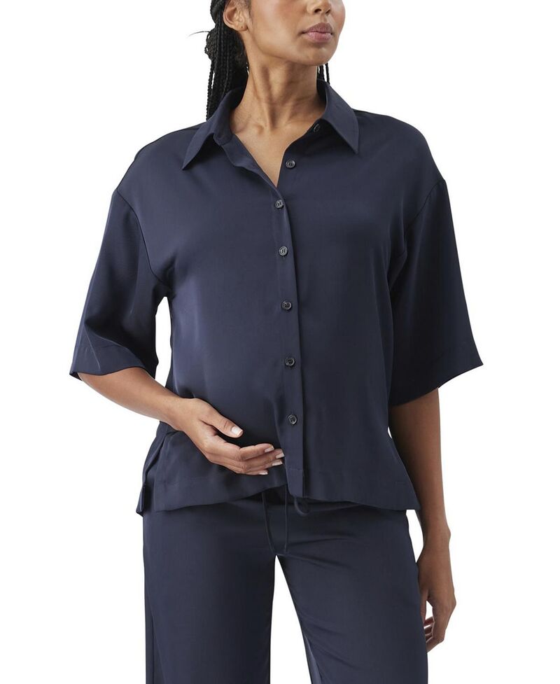 ライプマタニティ レディース トップス プルオーバー 繻子 Ripe Maternity Tamara Satin Shirt Midnight