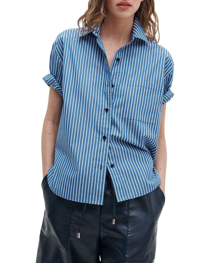 ラグアンドボーン レディース トップス プルオーバー rag \u0026 bone Connie Short Sleeve Striped Shirt Blue Stripe 青味