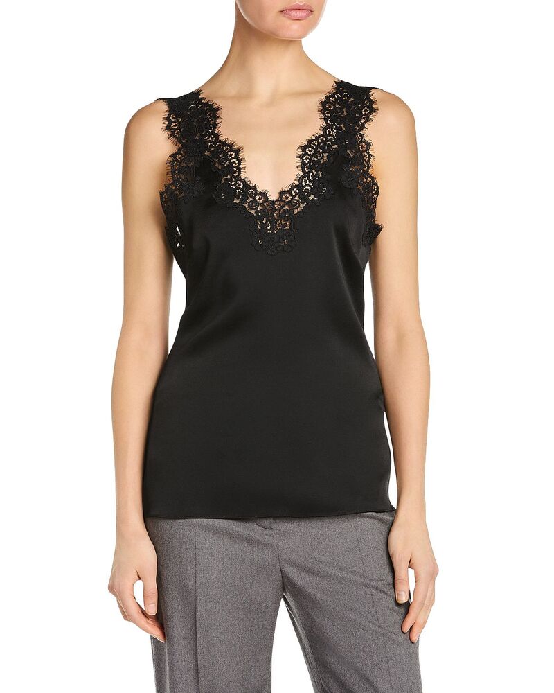 ステラマッカートニー レディース トップス 貯蔵タンクいの一番 スピード競技刈り込み スピード競技 Stella McCartney Lace Trim Tank Black 黒いこと