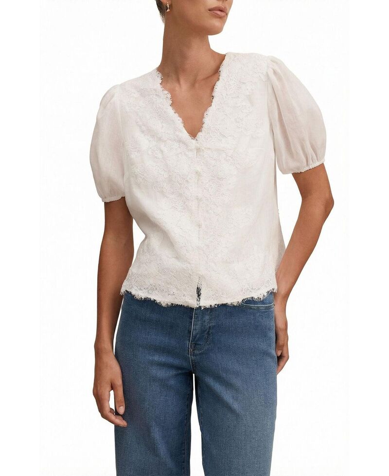 エバーニュー レディース トップス プルオーバー トップ スピード競技 Ever Newomen\u0027sable Lace Scallop Blouse Porcelain