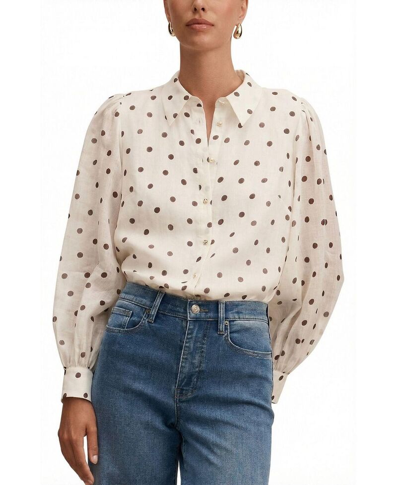 エバーニュー レディース トップス プルオーバー トップ Ever New Davina Long Sleeve Blouse Cream Edmond Spot 皮膚軟化剤