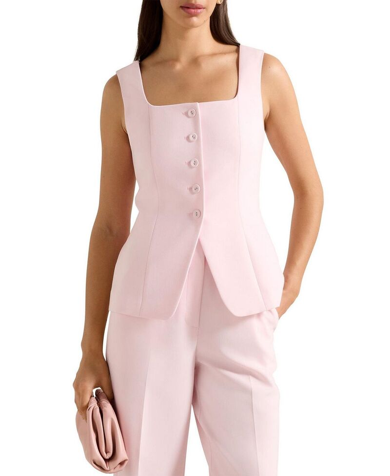 エバーニュー レディース アウター コート Ever Newomen's Haisley Square Neck Waistcoat Cherry Blossom Suit｜ReVida 店