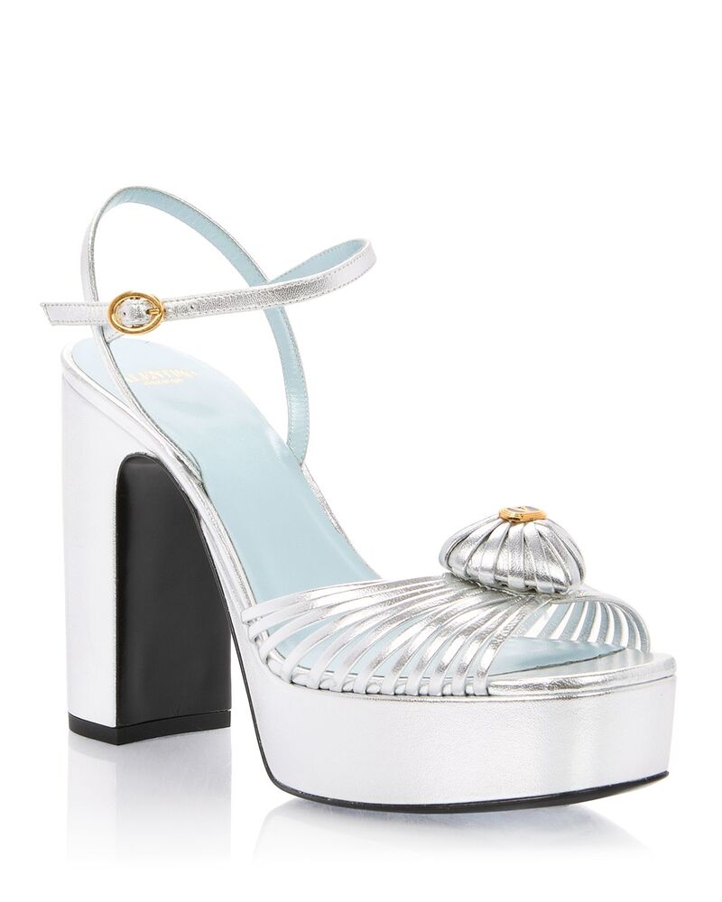 ヴァレンティノ レディース シューズ サンダル プラットホーム トール Valentino Garavani Women\u0027strappy Metallic Platform Sandalsilver しろがね色