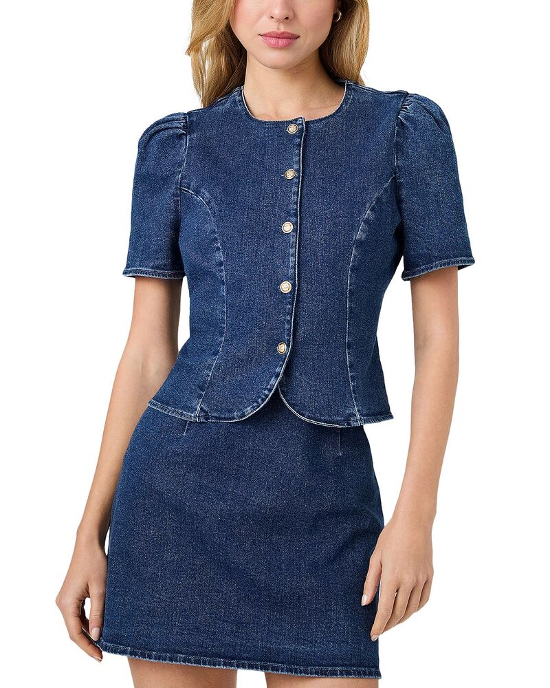 フレンチコネクション レディース トップス プルオーバー ジーンズ FRENCH CONNECTION Delancey Denim Puff Sleeve Button Frontop Dark Wash Indigo インディゴ