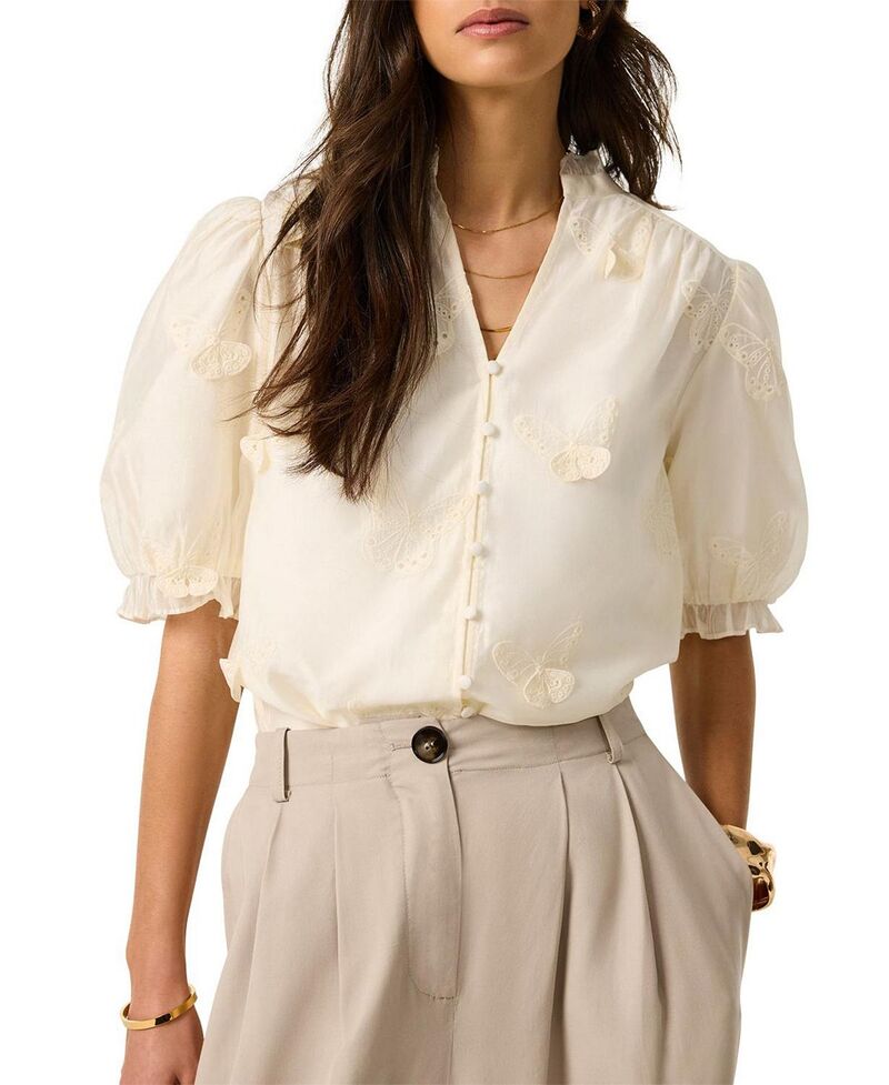 ミルトンベルベット レディース トップス プルオーバー トップ Mint Velvet Women\u0027s Butterfly Detail Blouse White 白いこと