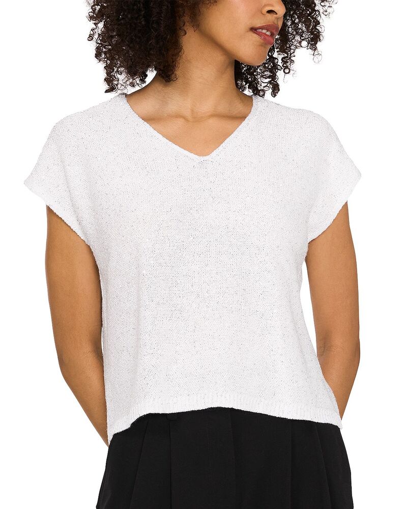 ヴィンスカムート レディース トップス プルオーバー スパンコール VINCE CAMUTO Sequined Top Antique White Silver 白いこと
