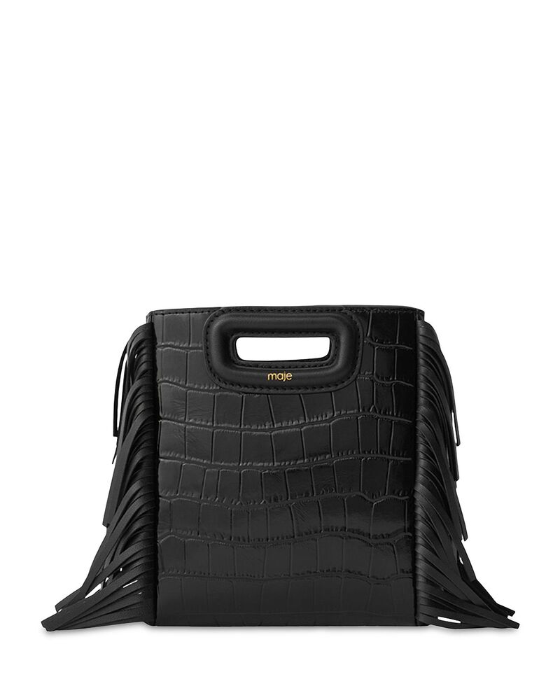 マージュ レディース 御徒面子 ミニ Maje Mini Bag Black Embossed Leather 黒いこと