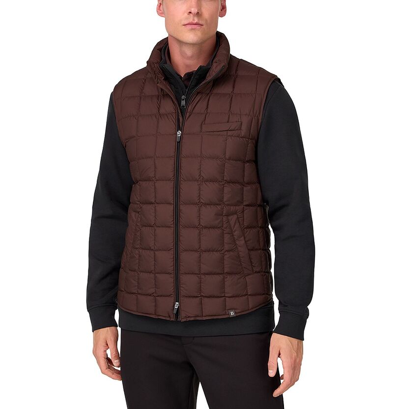 ボッジミラノ メンズ アンダーお召しもの ボクサーズボン下 落ちこむ ジレ グース Boggi Milano Gilet In Technical Fabric With Goose Down Brown 赤銅色