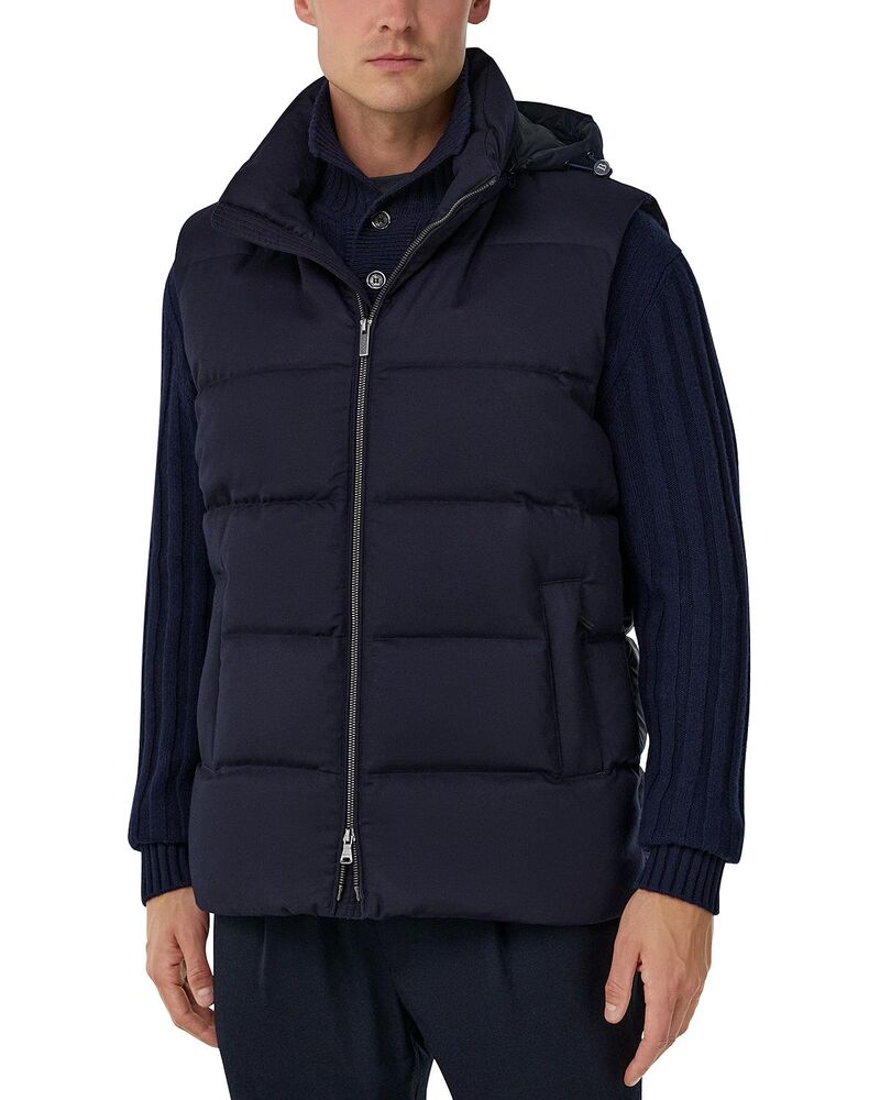 ボッジミラノ メンズ アウター より良い 落ちこむ ジレ Boggi Milano Hoodedown Gilet Navy Blue 米国海軍