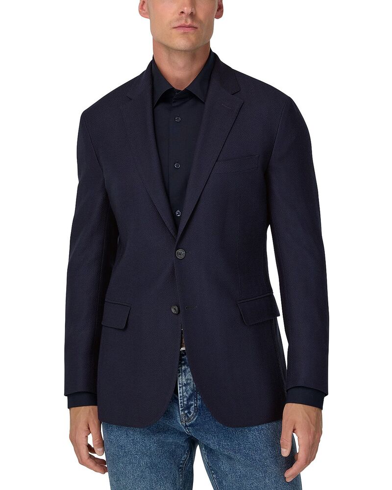 ボッジミラノ メンズ アウター 上衣・上衣 羊毛 厚地の外套 Boggi Milano Herringbone Stretch Wool Sport Coat Navy Blue 米国海軍