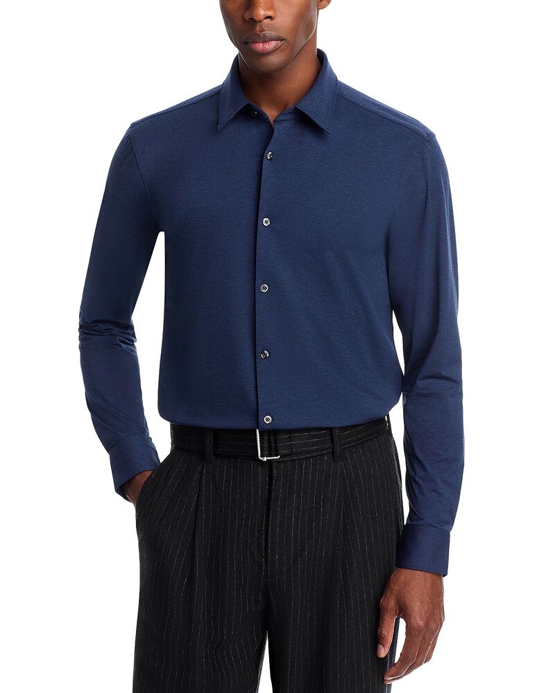 フューゴ メンズ トップス プルオーバー か細い填まる 名取り草落ちこむ HUGO Ermo Slim Fit Button Down Shirt Dark Blue 青色