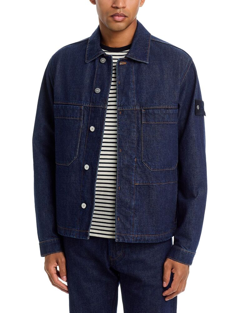ストーンアイランド メンズ アウター 上衣・上衣 ジーンズ 旗がしら Stone Island Capospalla Denim Jacket Blue Rinse 青色
