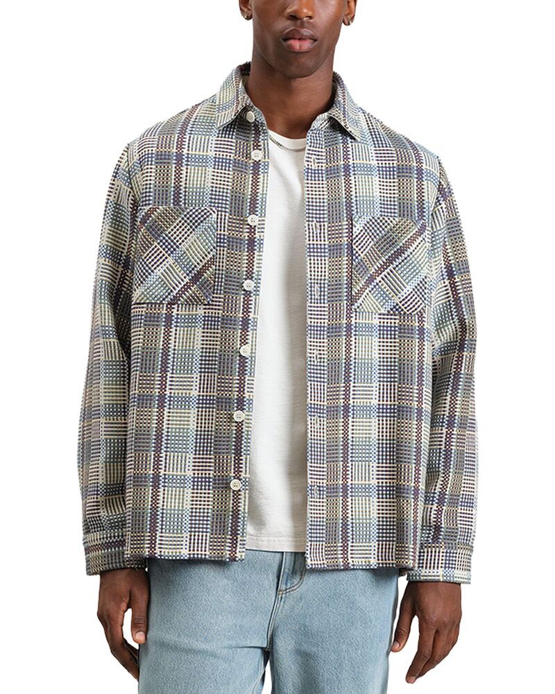 蝋涙英国の首都 メンズ トップス プルオーバー Wax London Whiting Plaid Overshirt Blue/Green 青色