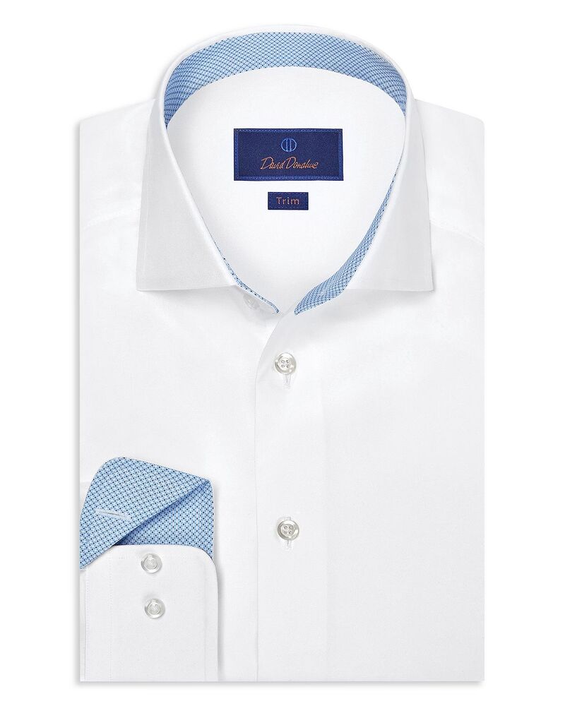 デイビッドドナヒュー メンズ トップス プルオーバー Davidonahue Trim Fitwill Solidresshirt White 白いこと