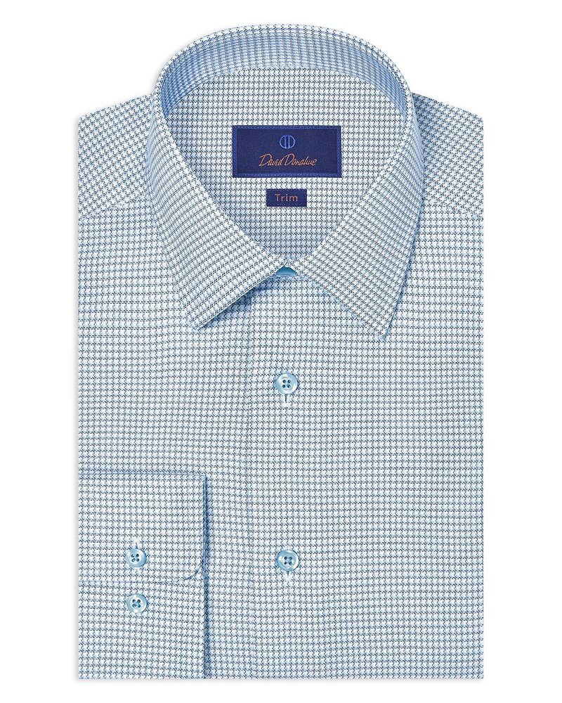 デイビッドドナヒュー メンズ トップス プルオーバー Davidonahue Trim Fitwill Micro Check Dresshirt White/ Sky 白いこと