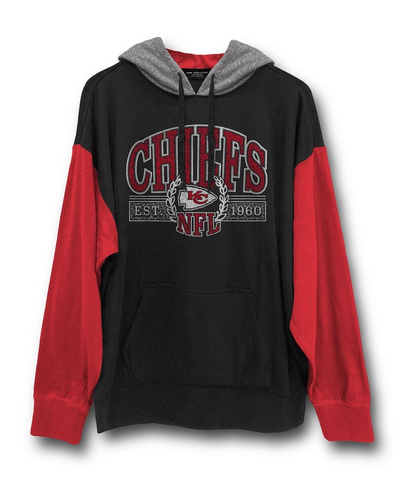 ジャンクフードクロージング メンズ アウター パーカー・スウェット Junk Food Clothing Unisex NFL Kansas City Chiefs Tri Color Block Hoodie Midnight/Licorice/Heather Grey 薄墨色
