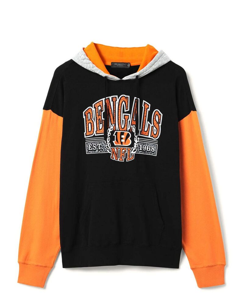 ジャンクフードクロージング メンズ アウター パーカー・スウェット Junk Food Clothing Unisex NFL Cincinnati Bengals Tri Color Block Hoodie Midnight/Orange/Heather Grey 薄墨色
