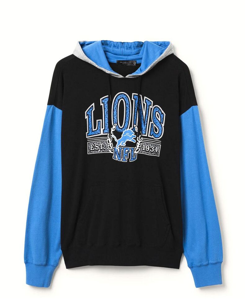 ジャンクフードクロージング メンズ アウター パーカー・スウェット Junk Food Clothing Unisex NFL Detroit Lions Tri Color Block Hoodie Midnight/Lions Blue/Heather Grey 薄墨色