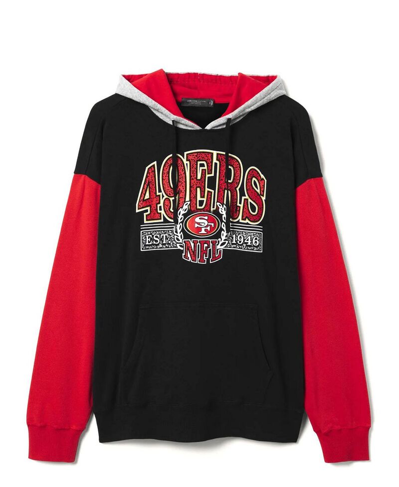 ジャンクフードクロージング メンズ アウター パーカー・スウェット Junk Food Clothing Unisex NFL San Francisco 49ers Tri Color Block Hoodie Midnight/Licorice/Heather Grey 薄墨色
