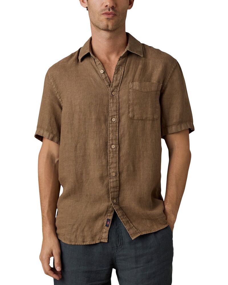 ファレティ メンズ トップス プルオーバー リネン Faherty Short Sleeve Palma Linen Shirt Island Brown 赤銅色
