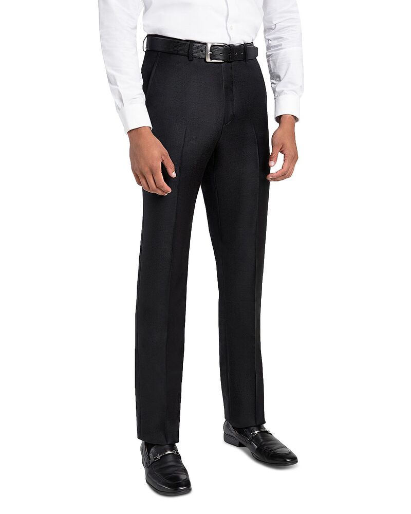 サントレッリ メンズ ボトムス 心地よいズボン下 レギュラー填まる 羊毛 Santorelli Loro Piana Wool Regular Fit Dress Pants Black 黒いこと