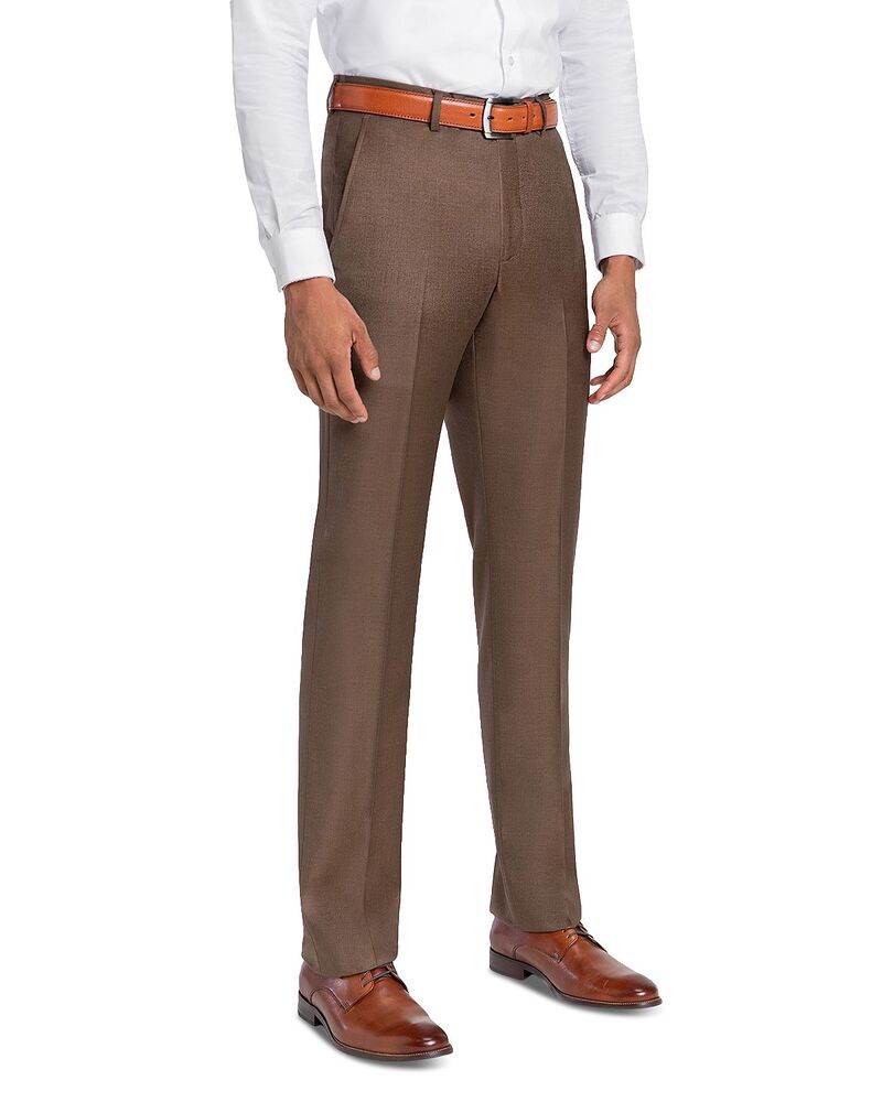 サントレッリ メンズ ボトムス 心地よいズボン下 レギュラー填まる 羊毛 Santorelli Loro Piana Wool Regular Fit Dress Pants Tobacco