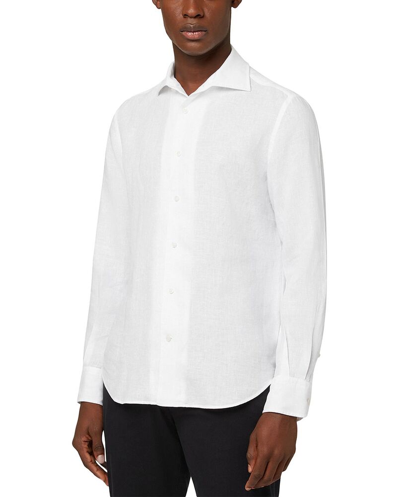 ボッジミラノ メンズ トップス プルオーバー 名取り草落ちこむ リネン Boggi Milano Button Down Linen Shirt White 白いこと