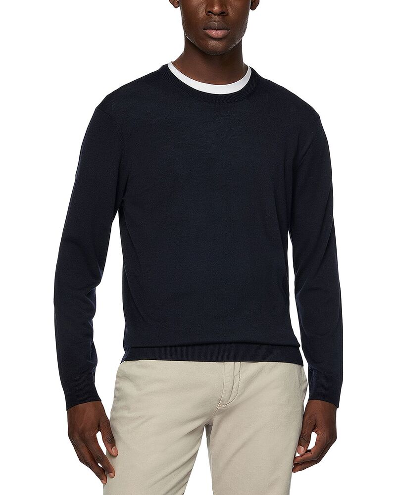 ボッジミラノ メンズ アウター 編み物・スウェーター 労働者の一団のど首 羊毛 Boggi Milano Merino Wool Crewneck Sweater Navy Blue 米国海軍