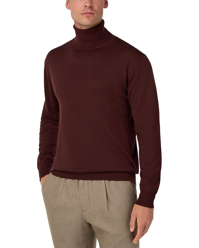 ボッジミラノ メンズ アウター ニット・セータートルネック 羊毛 Boggi Milano Extra Fine Merino Wool Turtleneck Sweater Burgundy バーガンディ