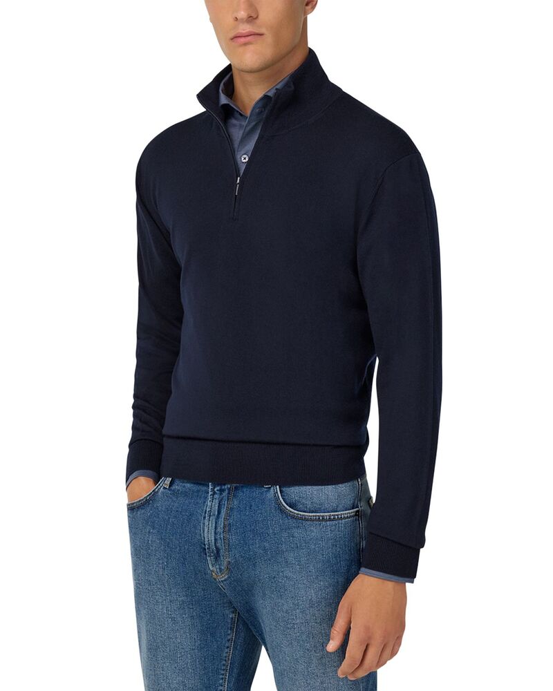 ボッジミラノ メンズ アウター 編み物・スウェーター ハーフジップ 羊毛 Boggi Milano Extra Fine Merino Wool Half Zip Sweater Navy Blue 米国海軍