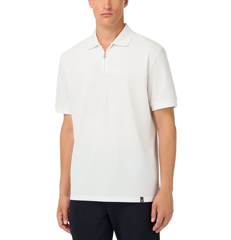 ボッジミラノ メンズ トップス スポーツシャツ ハーフジップ Boggi Milano Cool Jade Half Zipolo Shirt White 白いこと