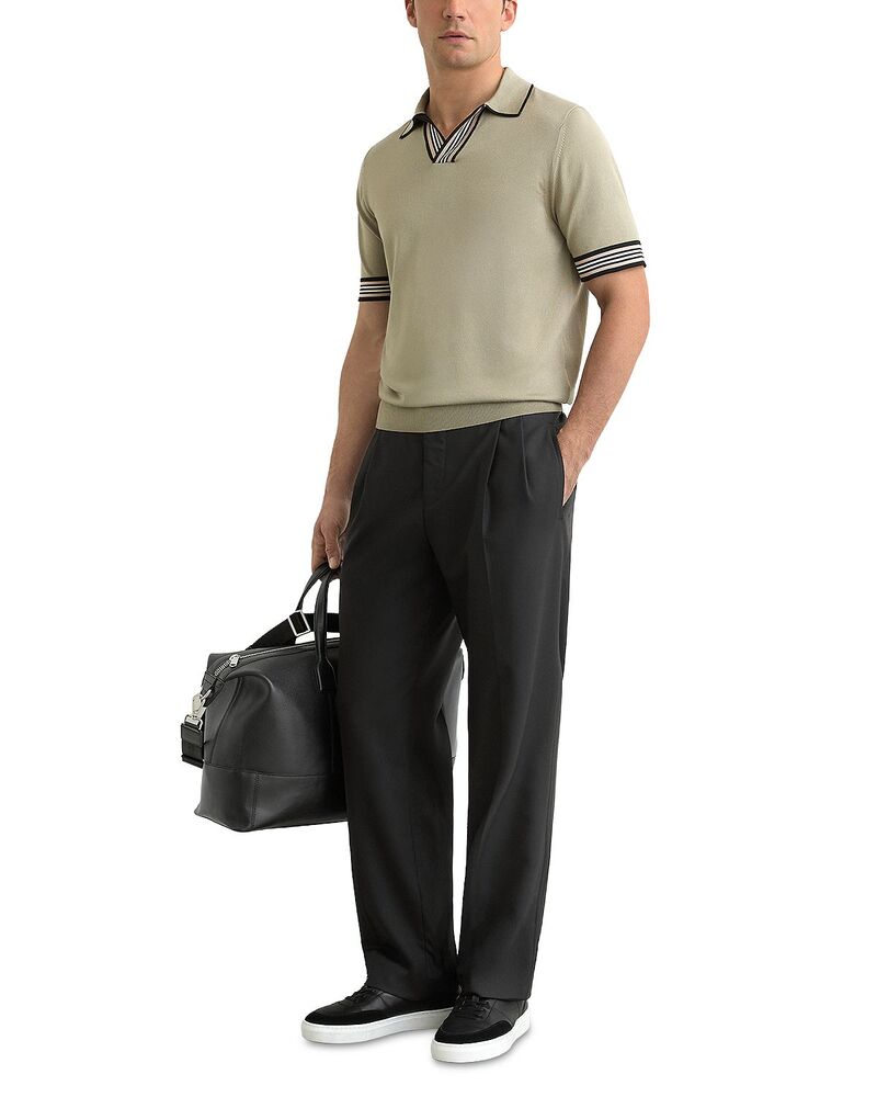 レイス メンズ トップス スポーツシャツ 編み物 REISS Poole Open Collar Knit Polo Shirt Sage Green 緑であること