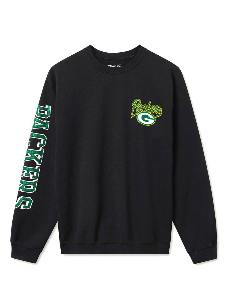 ジャンクフードクロージング メンズ アウター パーカー・スウェット プルオーバー フリース Junk Food Clothing Unisex NFL Green Bay Packers Glitter Flea Market Crew Fleece Sweatshirt Black 黒いこと