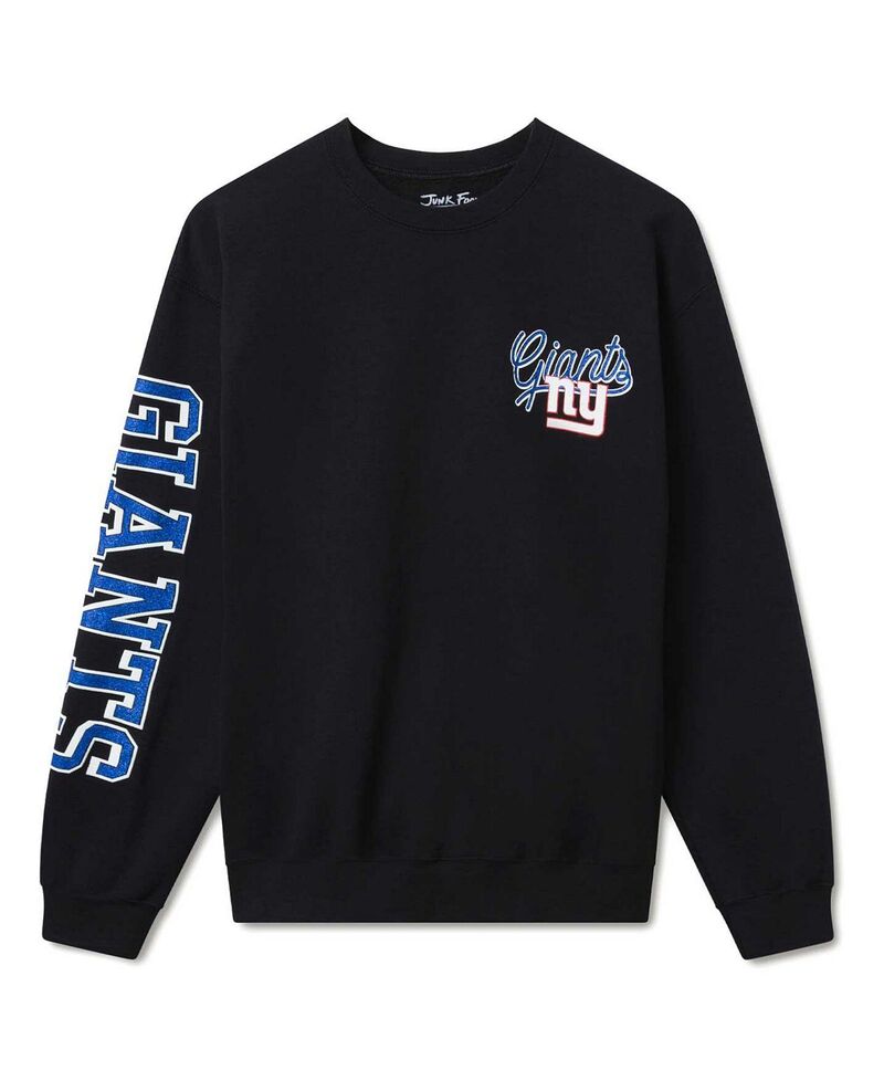 ジャンクフードクロージング メンズ アウター パーカー・スウェット プルオーバー フリース Junk Food Clothing Unisex NFL New York Giants Glitter Flea Market Crew Fleece Sweatshirt Black 黒いこと