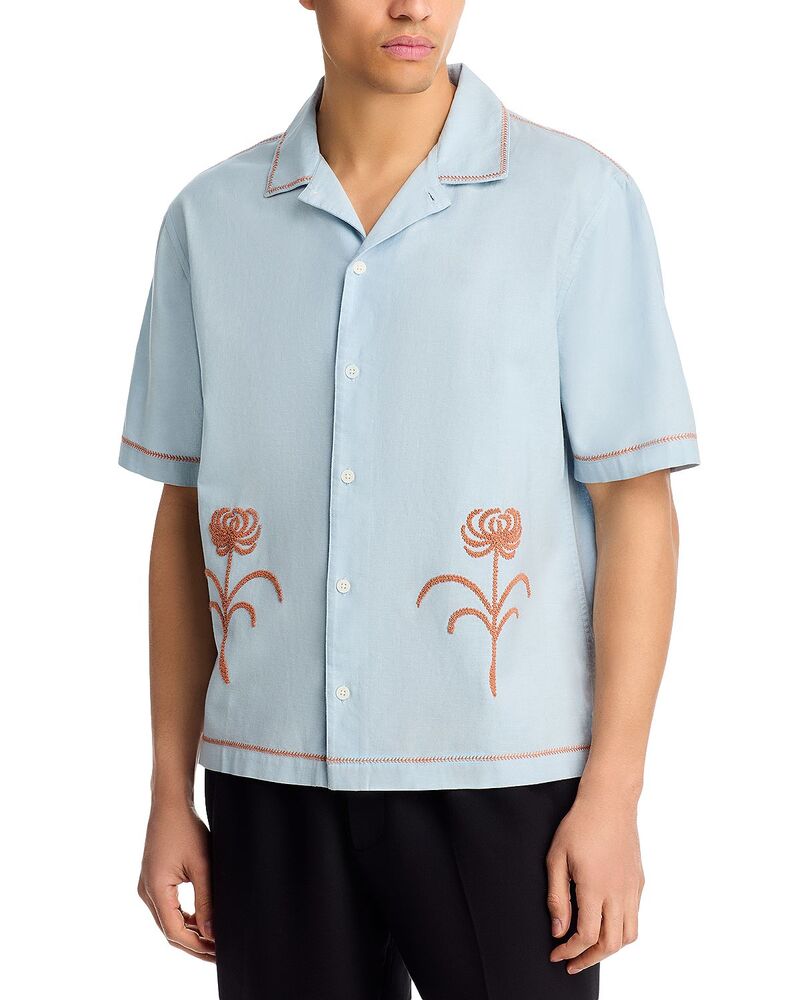 蝋涙英国の首都 メンズ トップス プルオーバー Wax London Keatshort Sleeve Shirt Light Blue/Rust 青色