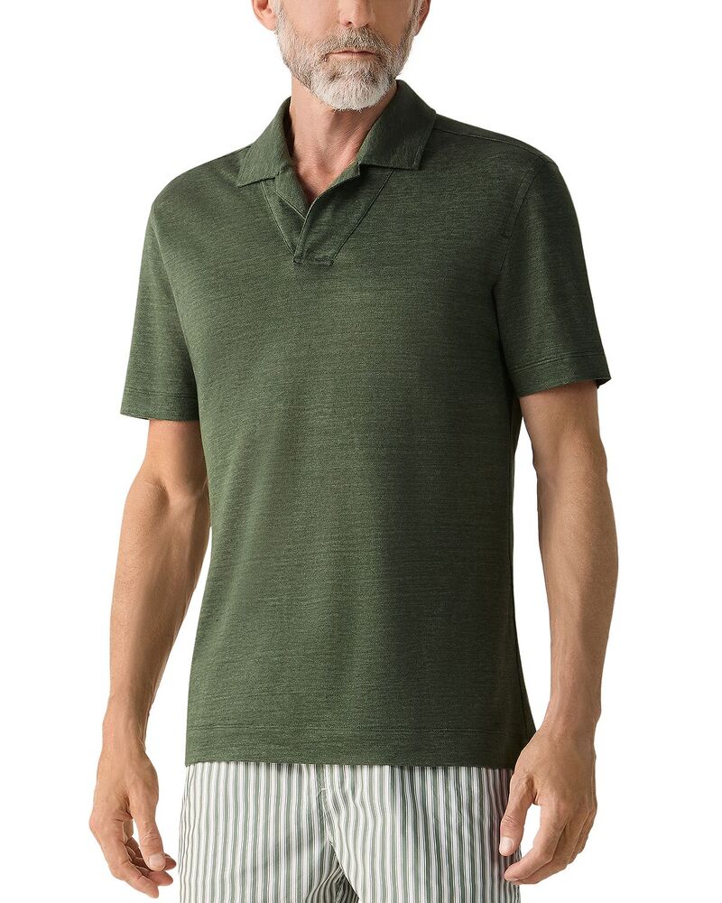 ゼニア メンズ トップス スポーツシャツ ZEGNA Oasi Lino Polo Shirt Pine Green 緑であること