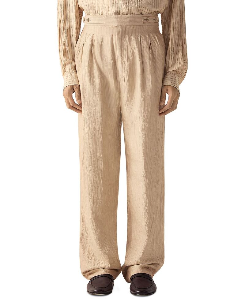 ゼニア メンズ ボトムス 心地よいズボン下 絹地 ZEGNA Silk Pants Beige/ Brown 赤銅色