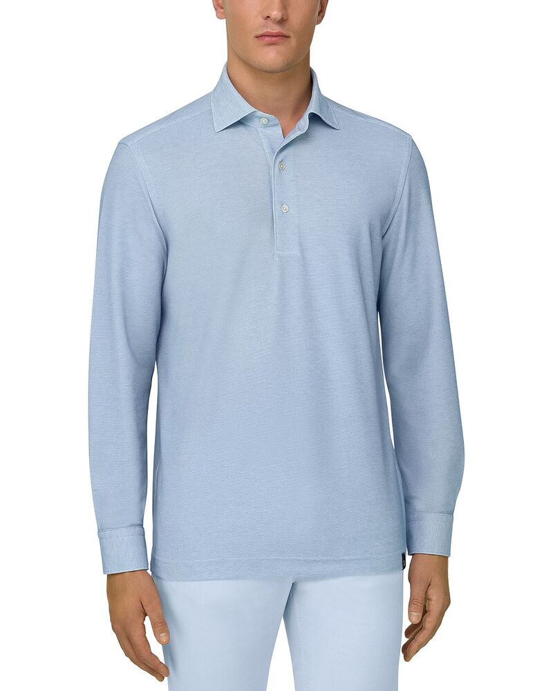 ボッジミラノ メンズ トップス ポロシャツ レギュラーフィット Boggi Milano Regular Fit Structured Polo Shirt Light Blue ブルー｜ReVida 店