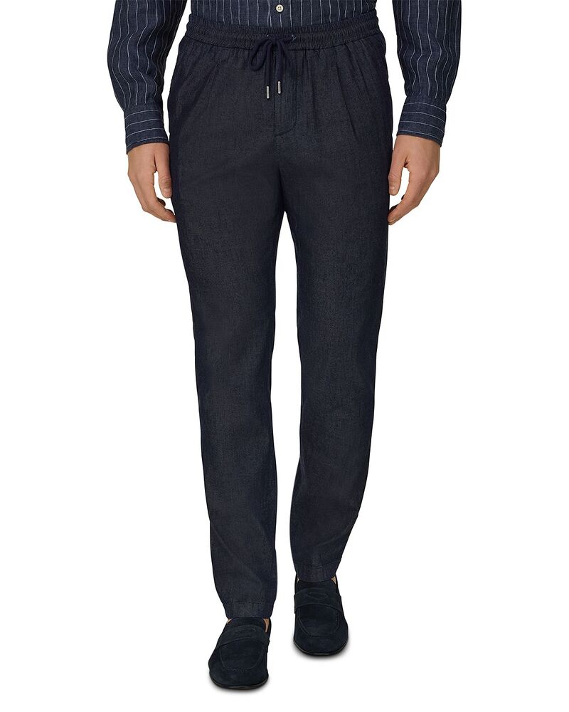 ボッジミラノ メンズ ボトムス 心地よいズボン下 テーパードフィット Boggi Milano Coulisse Tapered Fit Drawstring Trousers Navy Blue 米国海軍