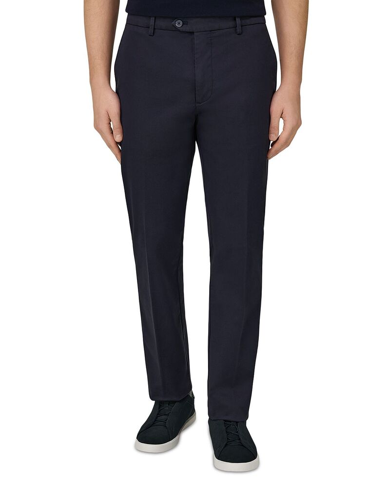 ボッジミラノ メンズ ボトムス 心地よいズボン下 レギュラー填まる 綿織物 Boggi Milano Regular Fit Stretch Cotton Trousers Navy Blue 米国海軍