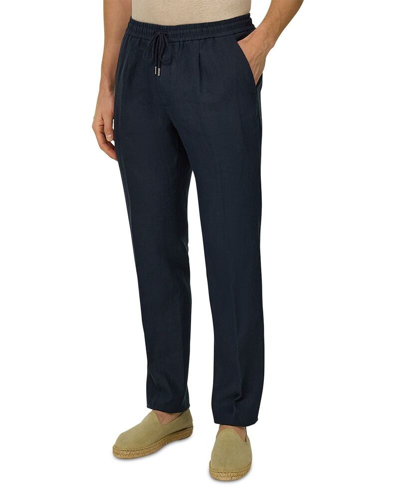 ボッジミラノ メンズ ボトムス 心地よいズボン下 リネン Boggi Milano City Linen Trouser Pants Navy Blue 米国海軍