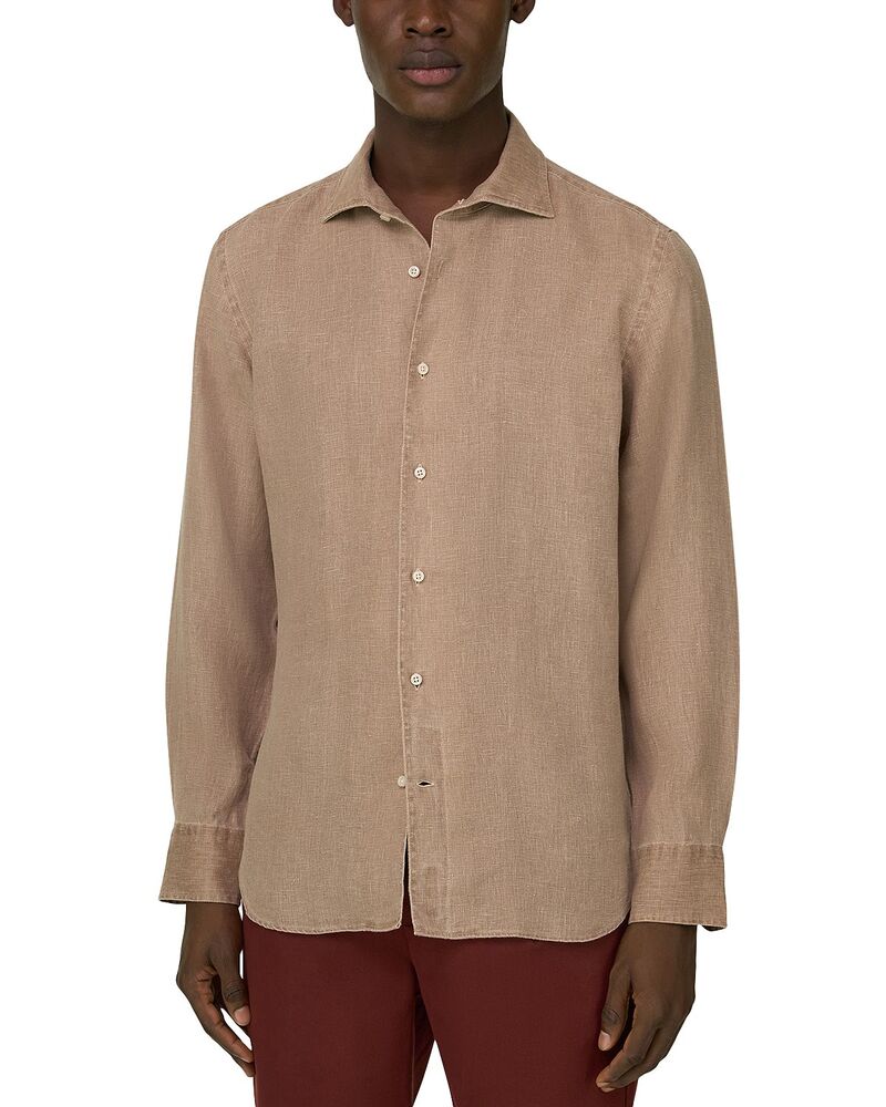 ボッジミラノ メンズ トップス プルオーバー リネン Boggi Milano Bowling Collar Linen Shirtaupe トープ