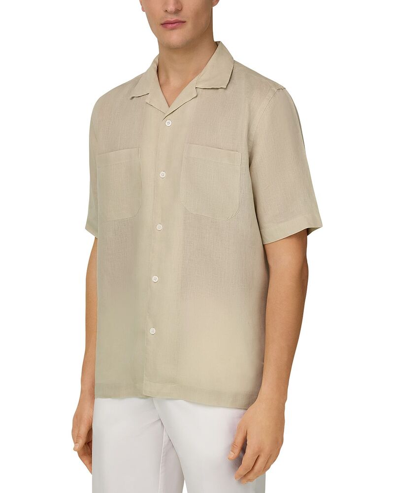 ボッジミラノ メンズ トップス プルオーバー リネン Boggi Milano Linen Camp Collar Shirt Beige ベージュ