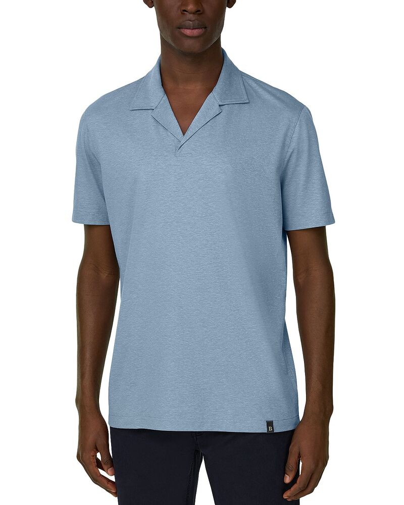 ボッジミラノ メンズ トップス スポーツシャツ リネン Boggi Milano Linen Blend Polo Shirt Light Blue 青み