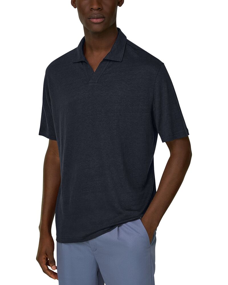ボッジミラノ メンズ トップス スポーツシャツ プルオーバー リネン Boggi Milano Stretch Linen Jersey Polo Shirt Navy Blue 米国海軍