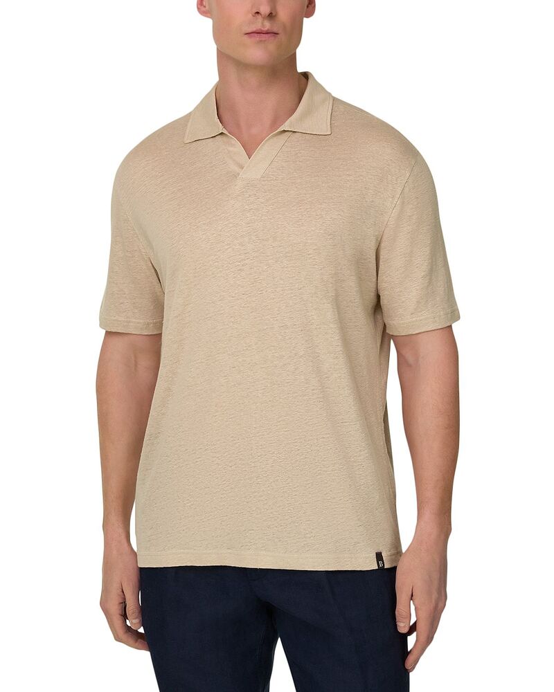 ボッジミラノ メンズ トップス スポーツシャツ プルオーバー リネン Boggi Milano Stretch Linen Jersey Polo Shirt Sand 真砂