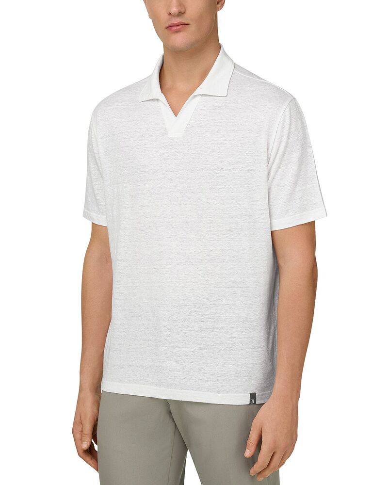 ボッジミラノ メンズ トップス スポーツシャツ プルオーバー リネン Boggi Milano Stretch Linen Jersey Polo Shirt White 白いこと